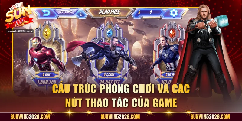 Cấu trúc phòng chơi và các nút thao tác của game